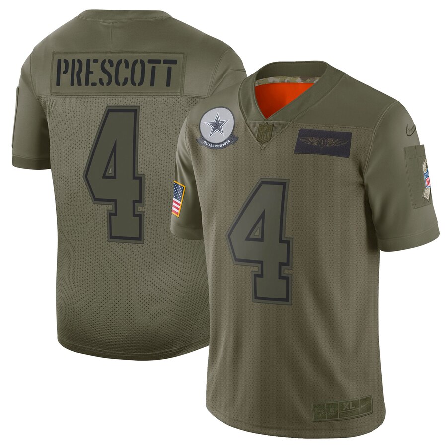 Men's Dallas Cowboys #4 Dak Prescott 2019 Camo Salute To Service Limited Stitched NFL Jersey